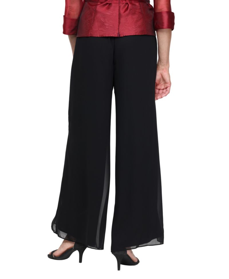 Petite Chiffon Wide-Leg Pull-On Pants