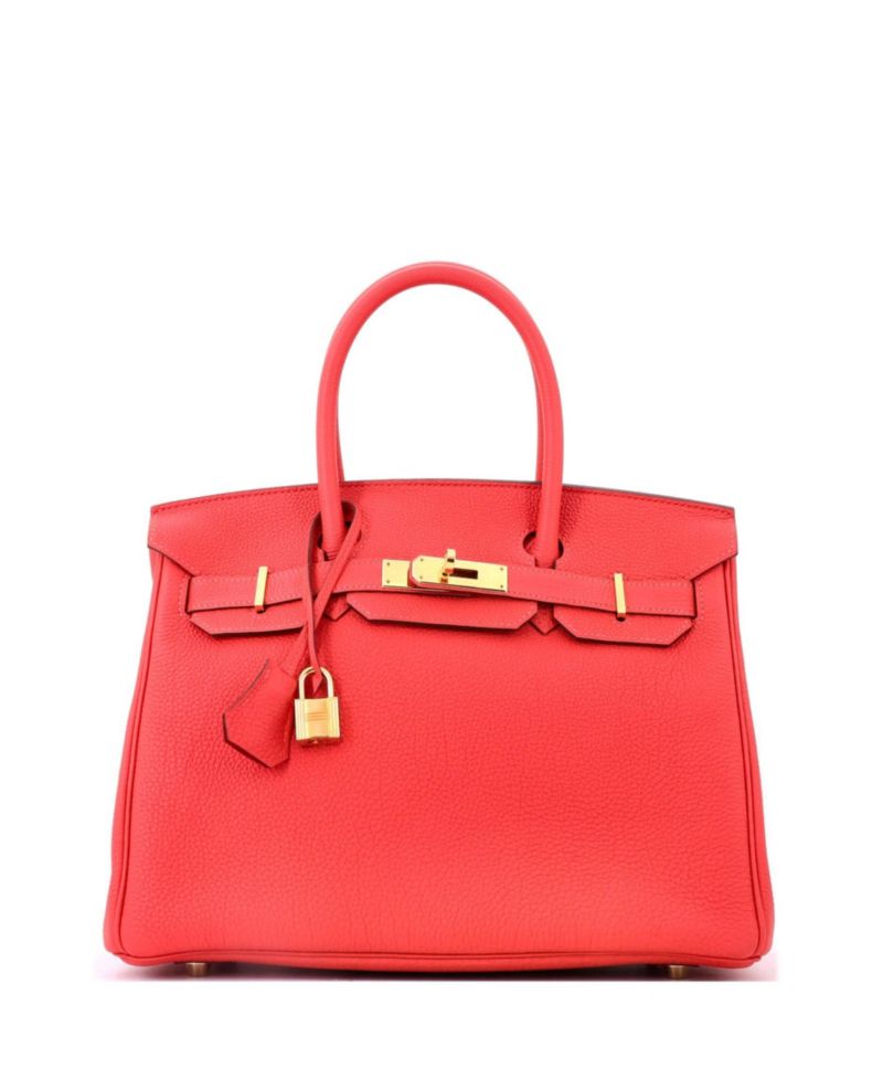 Pre-Owned Hermes Birkin 30 Handbag Red Togo with Gold Hardware