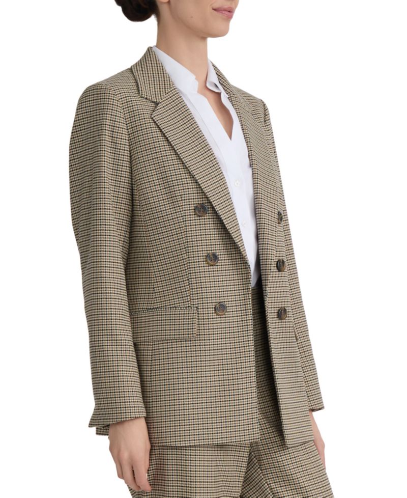 Petite Mini-Houndstooth Faux Double-Breasted Jacket