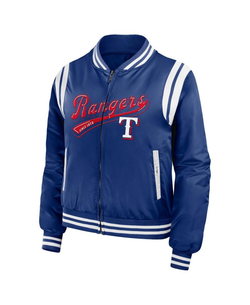 Women's Royal Texas Rangers Football Bomber Jacket