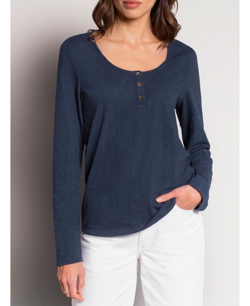 Women's Slub Jersey Scoop Neck Henley Top