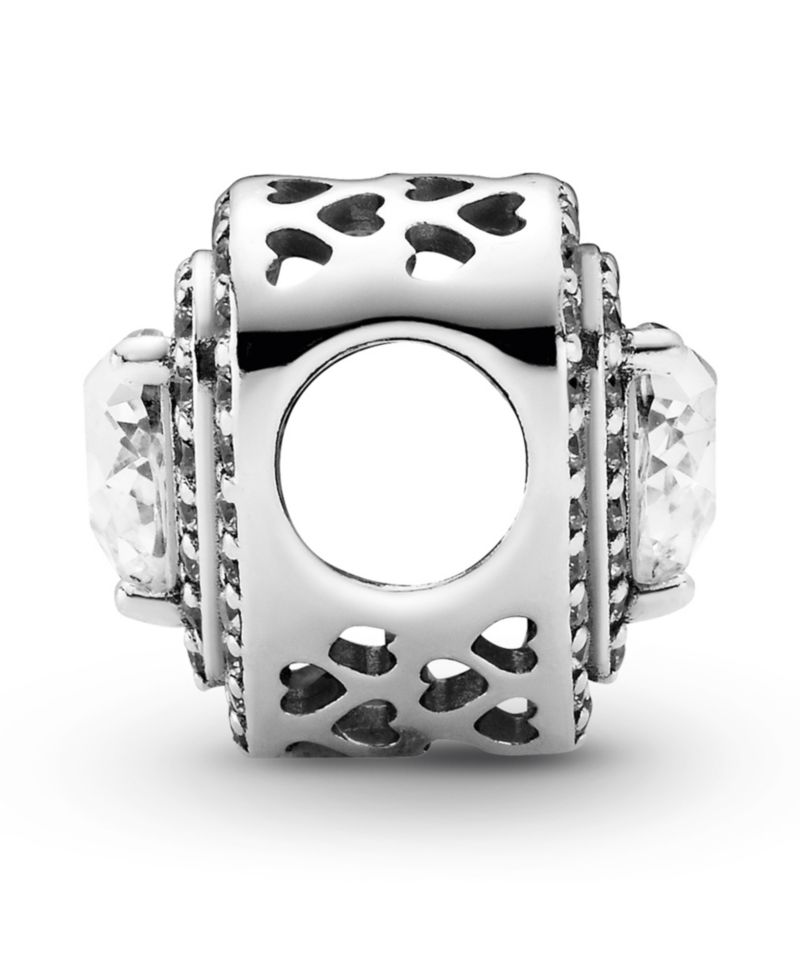 Cubic Zirconia Sparkling Leveled Hearts Charm