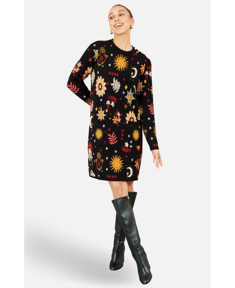 Women's Cosmic Intarsia Knitted Dress