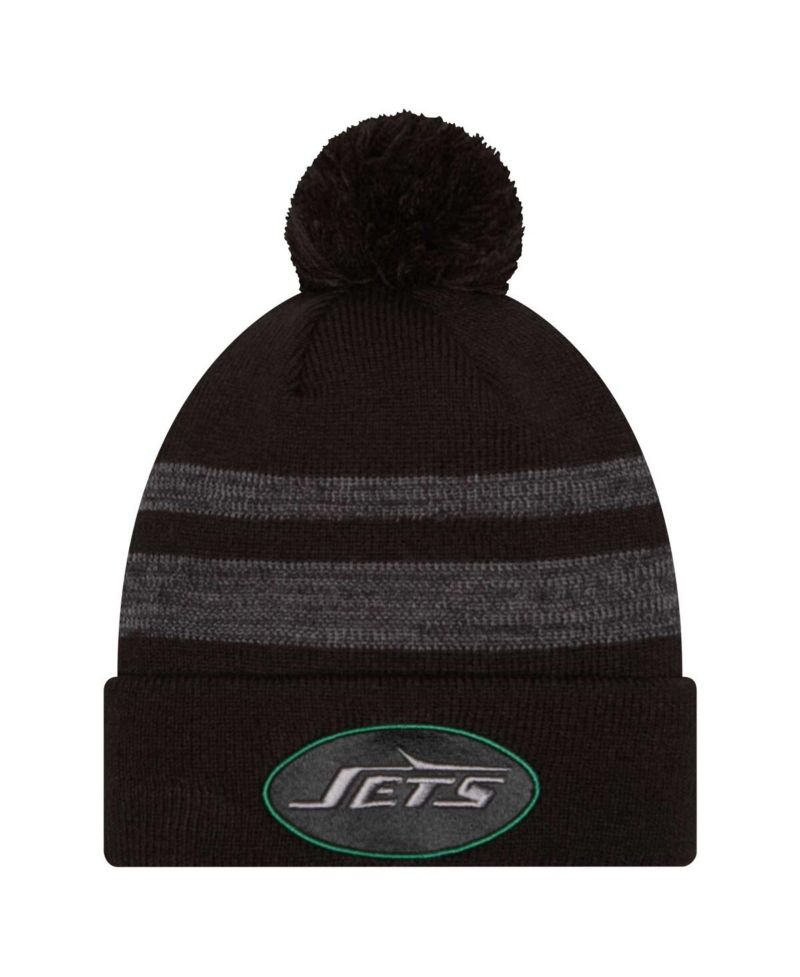 Men's Black New York Jets Dispatch Cuffed Knit Hat with Pom