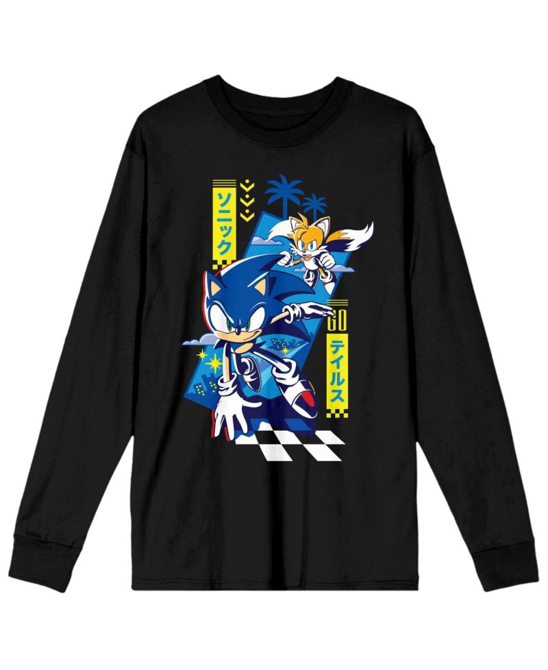 Men's Tails Black Long Sleeve Shirt-XXL