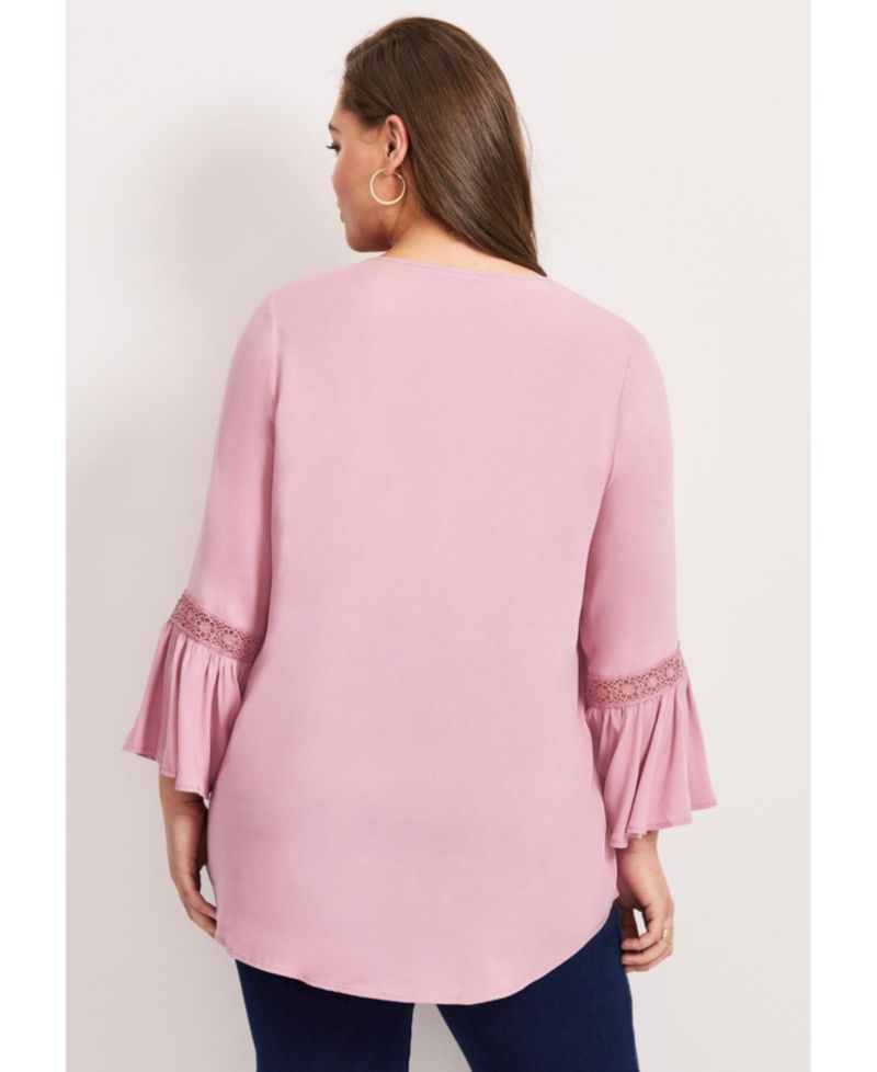 Women's Plus Size Lace Trim Tunic