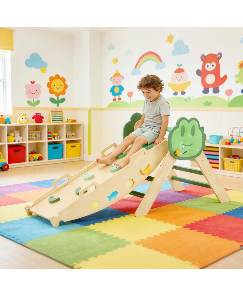 72.8 x 20.5 x 22.8 Inch Kids Climbing Frame Engineered Wood Toddler Indoor Play Gym Climbing Arch for Physical Fun, Wooden Frame