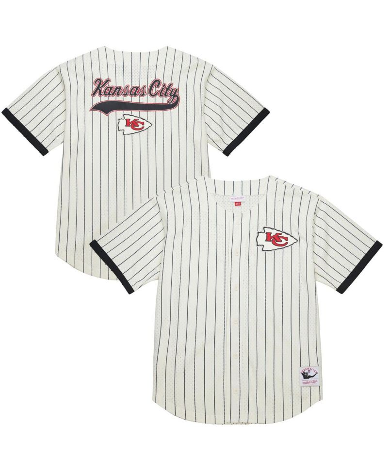 Men's Cream Kansas City Chiefs Final Seconds Vintage Logo Mesh Button-Up Shirt