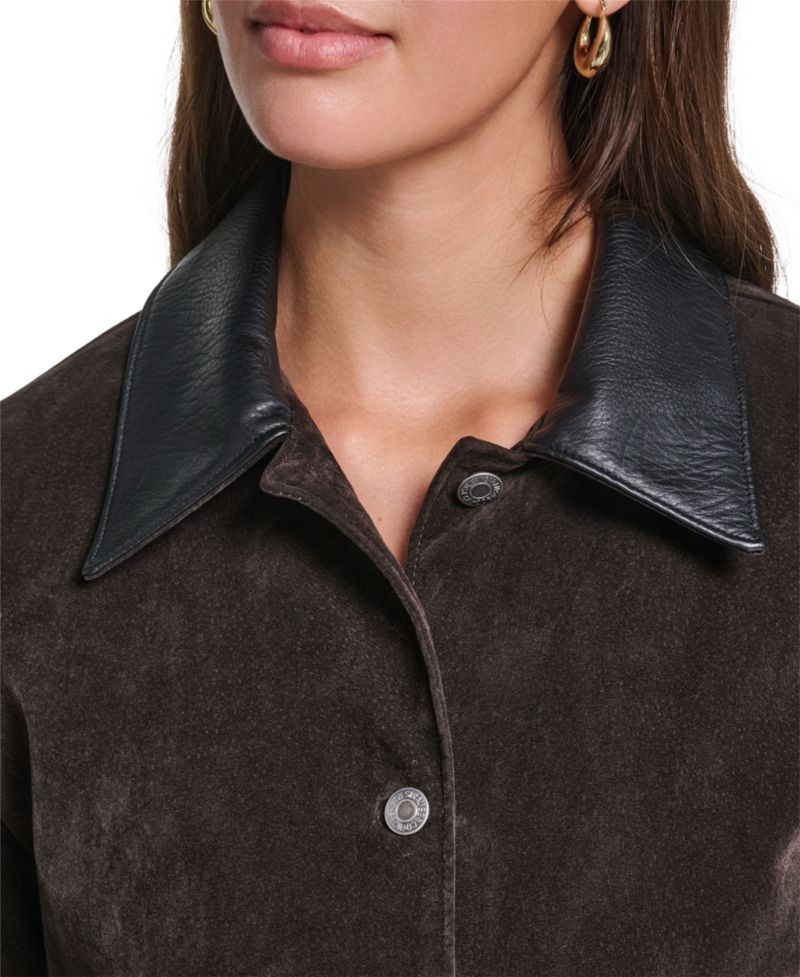 Women's Cropped Faux-Suede Chore Jacket