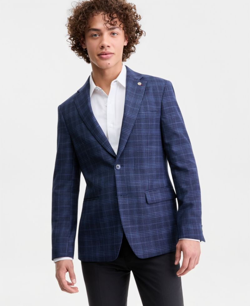 Men's Plaid Notch-Lapel Slim-Fit Sport Coat