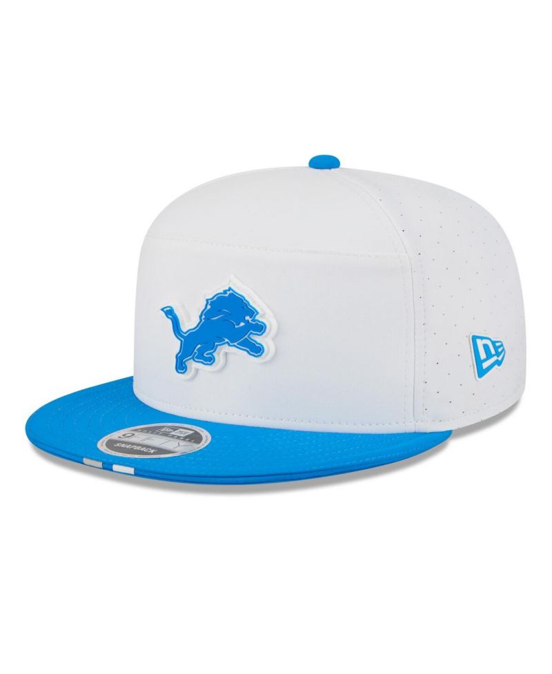 Men's White/Blue Detroit Lions 2025 NFL Training Camp Split Panel 9FIFTY Snapback Hat
