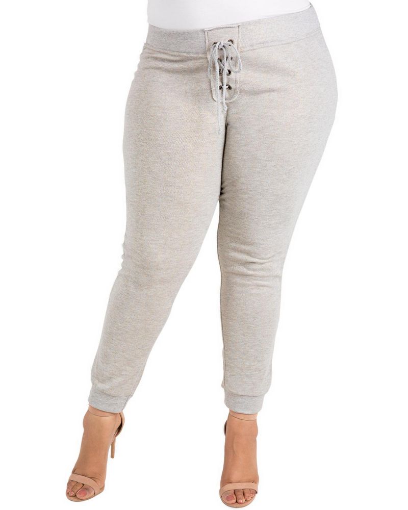 Plus Size Jahna High-Rise French Terry Lace-Up Front Jogger Pants