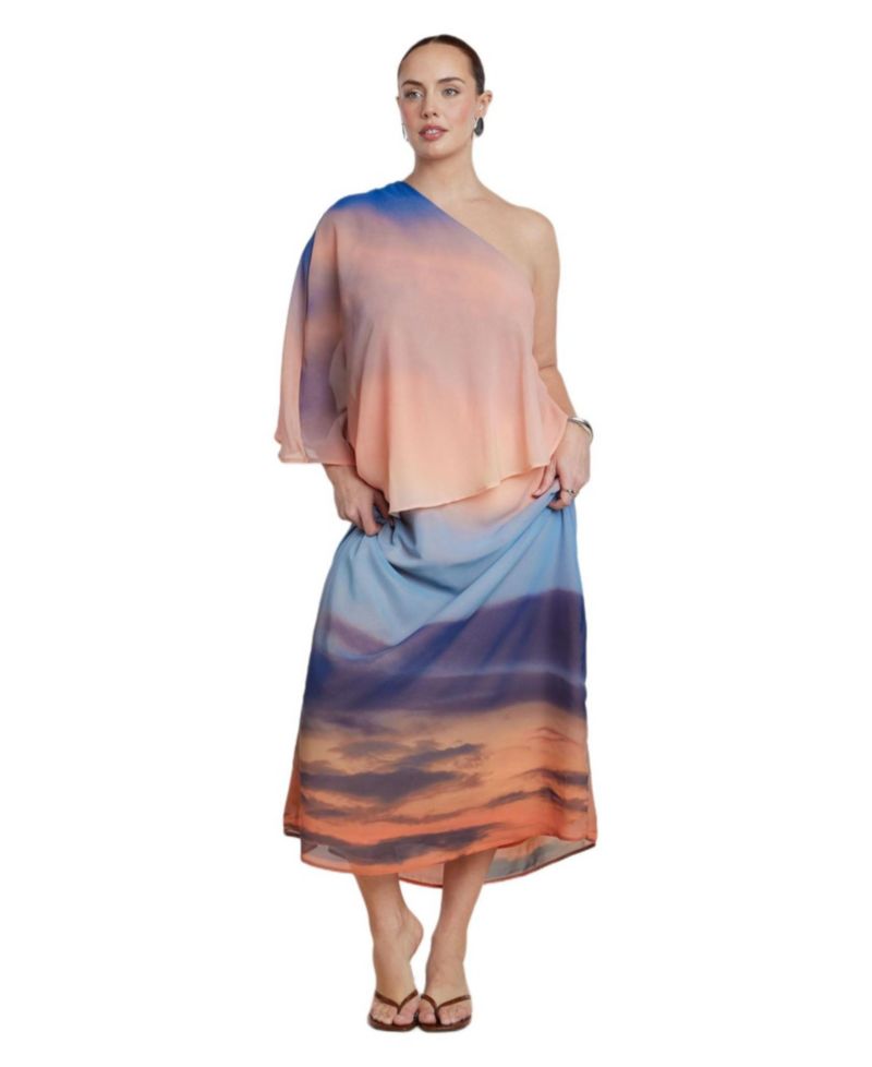 Women's Printed Cape Maxi Dress