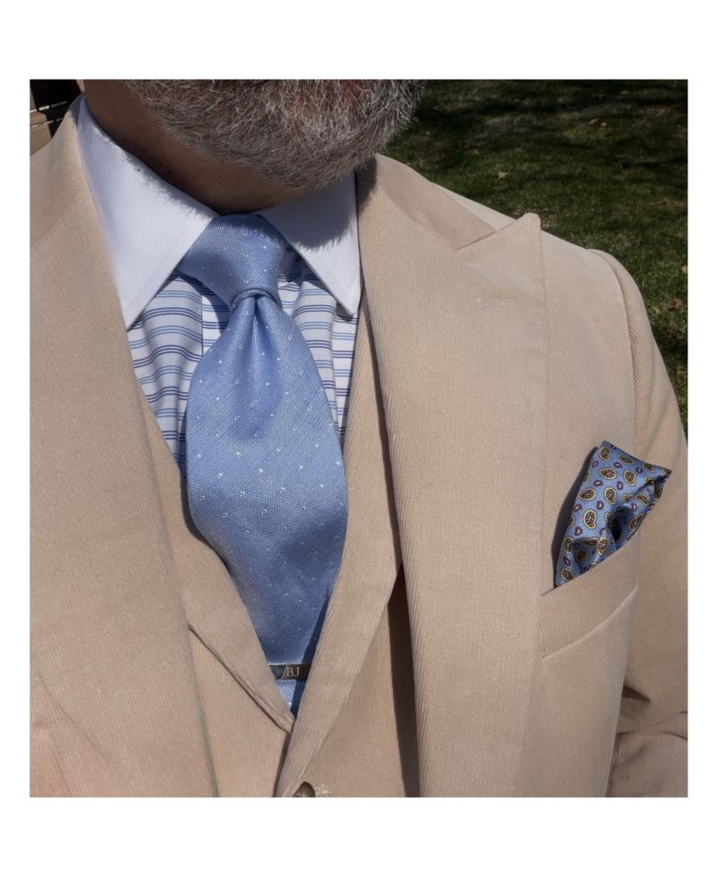 Men's Churchill Chambray Polka Dot Linen Blend Necktie