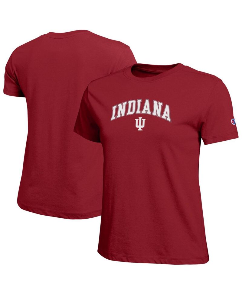Women's Crimson Indiana Hoosiers Arched Over Logo T-Shirt