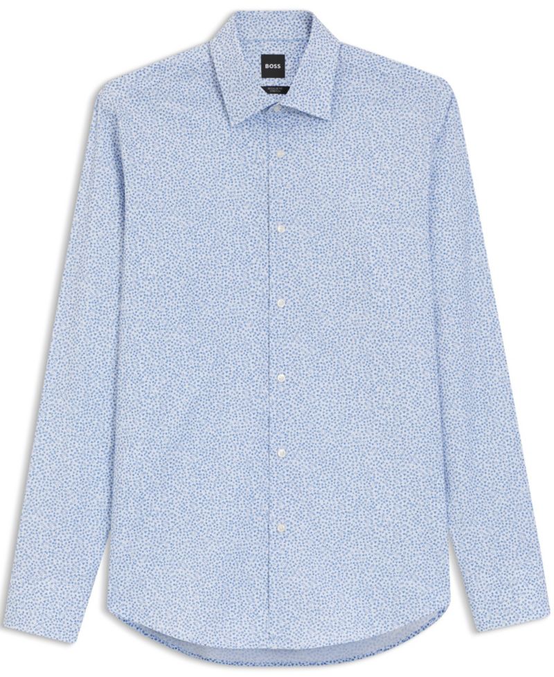Men's Printed Stretch Cotton Regular-Fit Dress Shirt