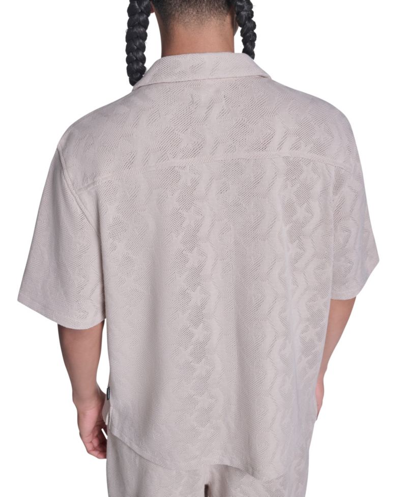 Men's Chevron Crotchet Short-Sleeve Collared Shirt