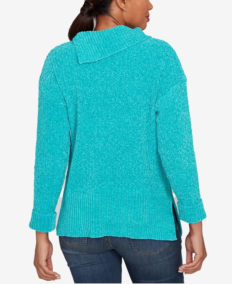 Petite Split Cowl Chenille Pullover Sweater