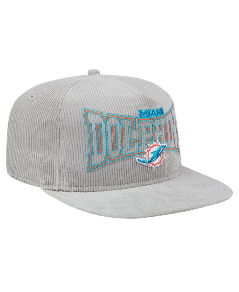 Men's Gray Miami Dolphins Corduroy Golfer Adjustable Hat