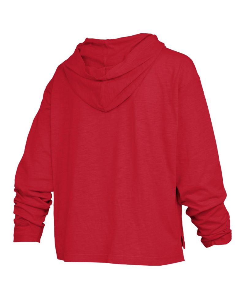 Women's Wisconsin Badgers Castillo Slub Oversized Hooded Long-Sleeve T-Shirt