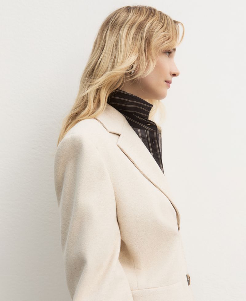 Women's Emmtritone Mid-Length Single-Breasted Brushed-Jersey Coat