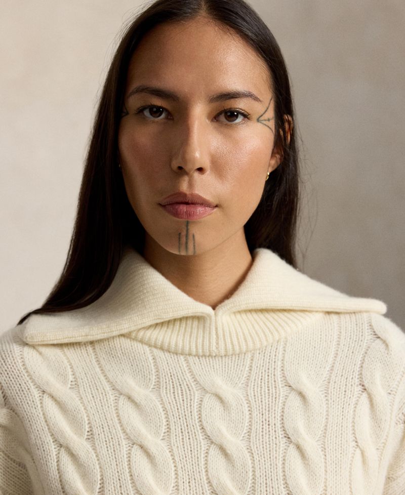 Women's Cable-Knit Shawl-Collar Oversized Sweater