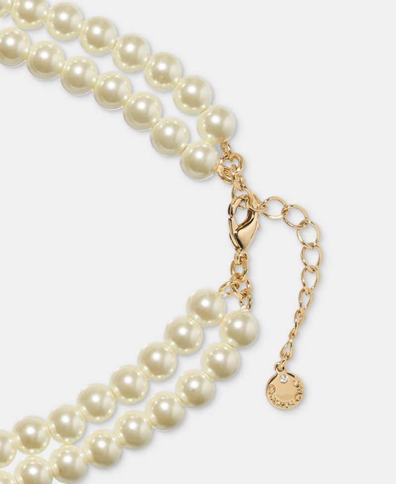 Imitation Pearl Layered Collar Necklace, 16" + 2" extender