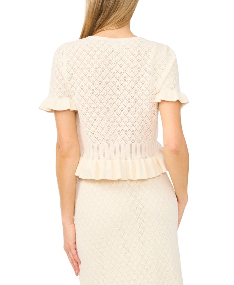 Women's Short-Sleeve Pointelle Sweater