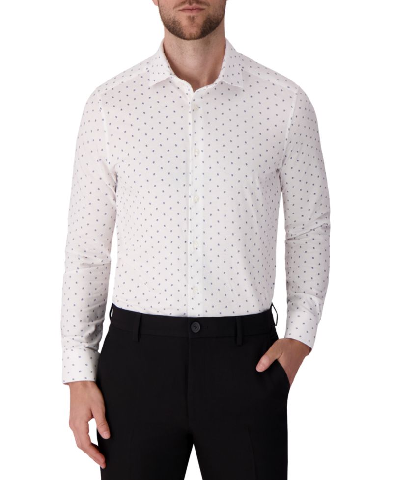 Men's Geometric Print Cotton Knit Dress Shirt