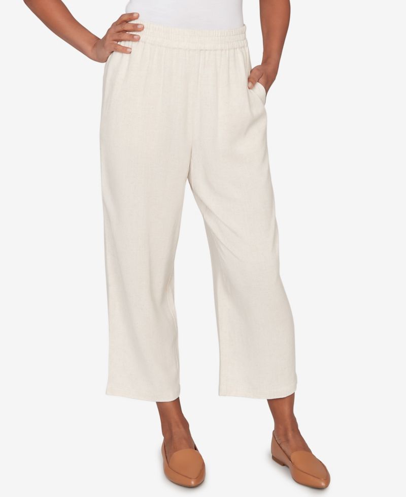 Women's Natural Wonder Linen Elastic Waist Ankle Pant