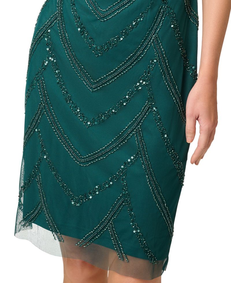 Women's Beaded Cap-Sleeve Sheath Dress