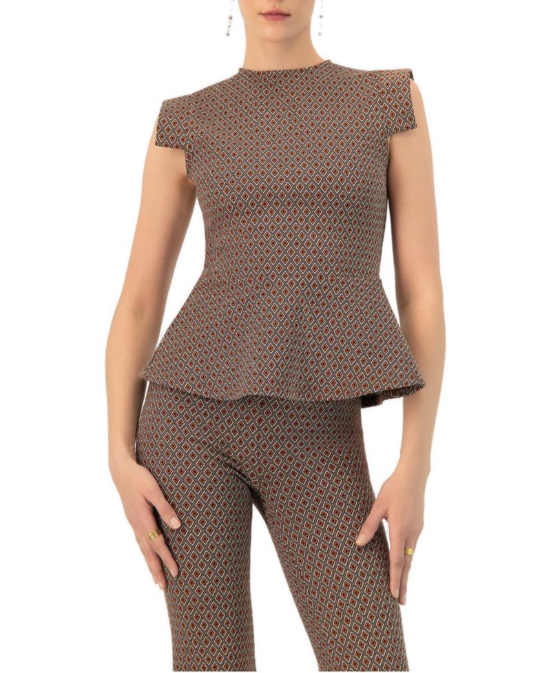 Women's Geometric Peplum Blouse