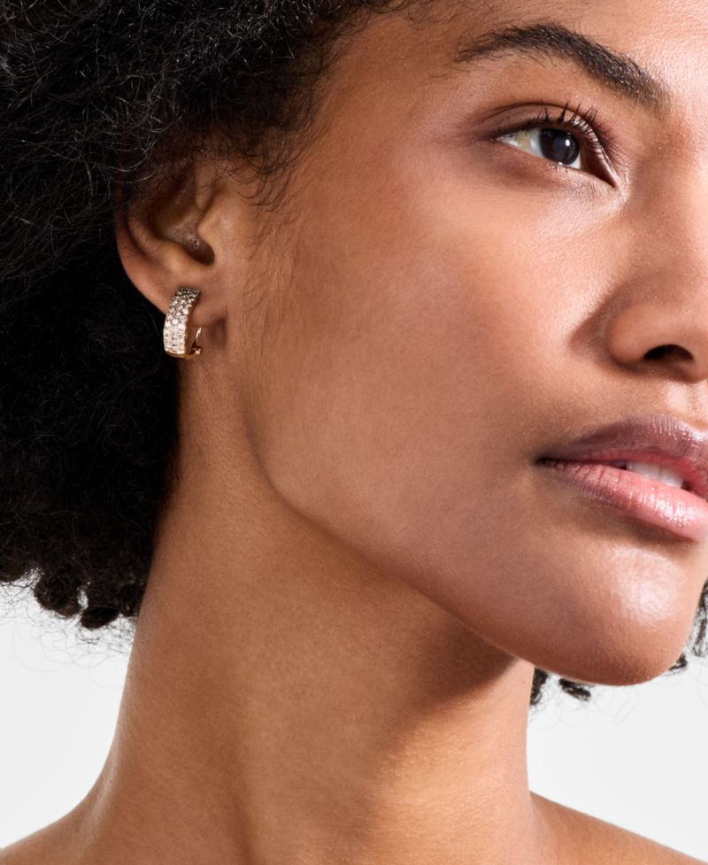 Ombr&eacute; Chocolate Diamond & Nude Diamond (1-1/4 ct. t.w.) Omega Hoop Earrings in 14k Rose Gold, White Gold or Yellow Gold