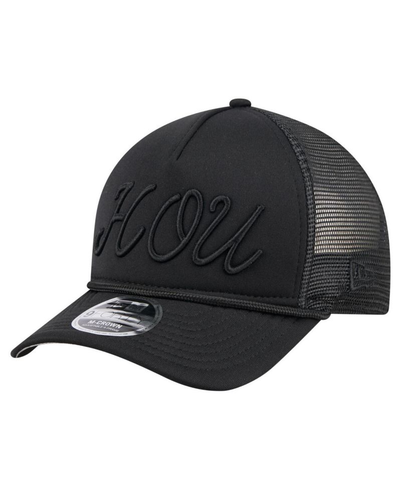 Men's Black Houston Astros City Initial 9FORTY A-Frame M-Crown Adjustable Trucker Hat