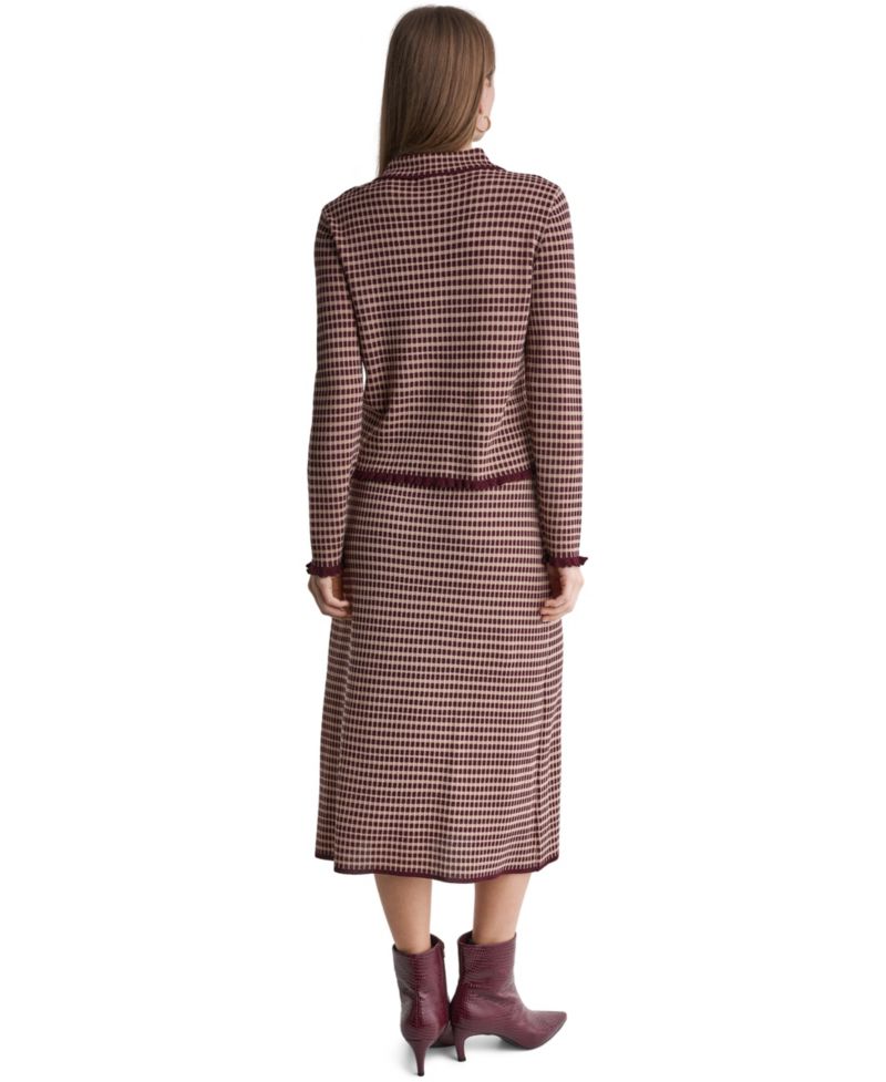 Women's Plaid Collared Long-Sleeve Cardigan