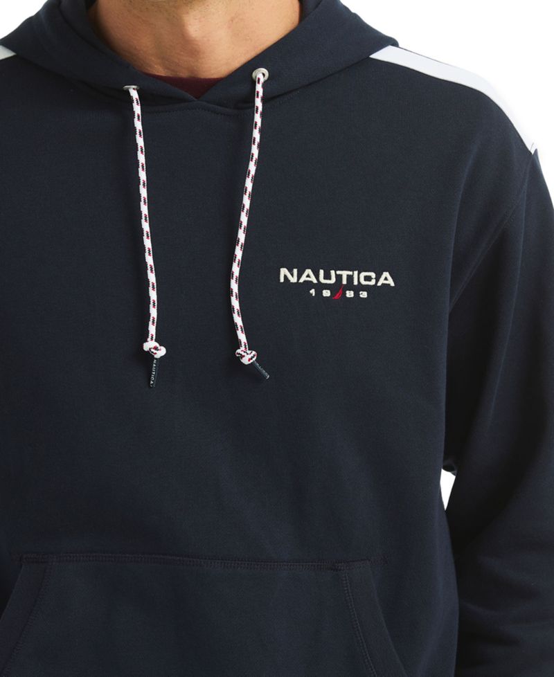 Men's Tape Shoulder Long-Sleeve Hoodie
