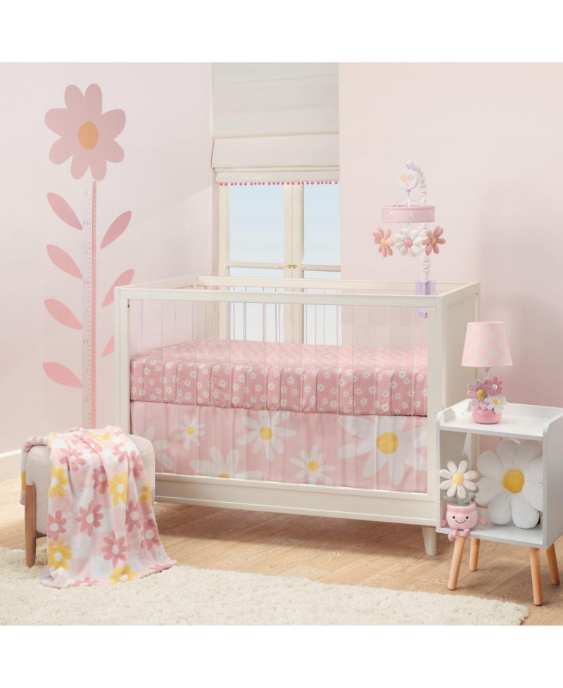 Lambs and Ivy Daisy Dreams Pink/White Checkered Soft Luxury Changing Pad Cover