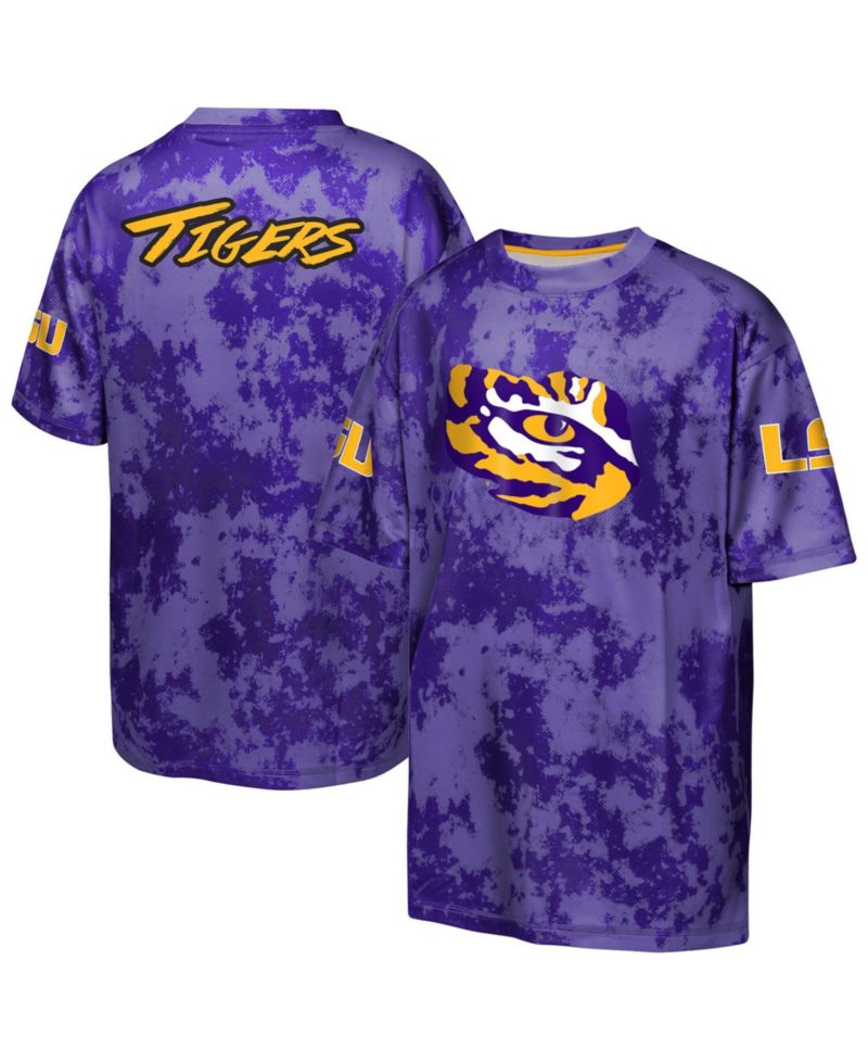 Big Boys and Girls Purple LSU Tigers Off-Side Sublimated T-Shirt