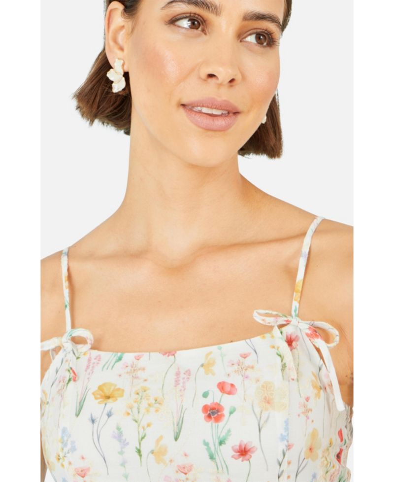 Women's Botanical Embroidery Midi Dress