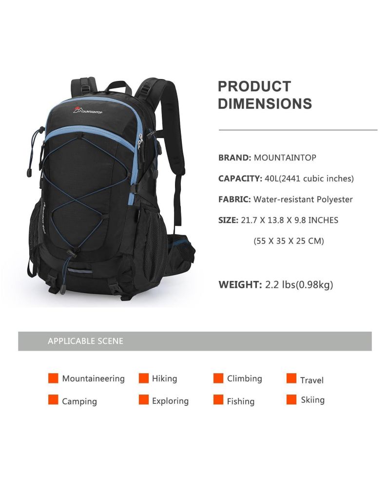 40 Liter Hiking Backpack Lightweight Travel Backpack for Men Women Outdoor Camping Backpacking