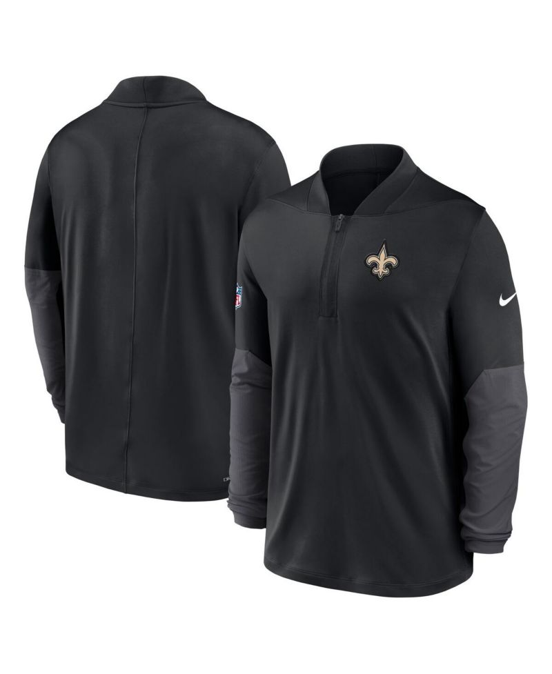 Men's Black New Orleans Saints Sideline Feel the Pressure Performance Half-Zip Pullover