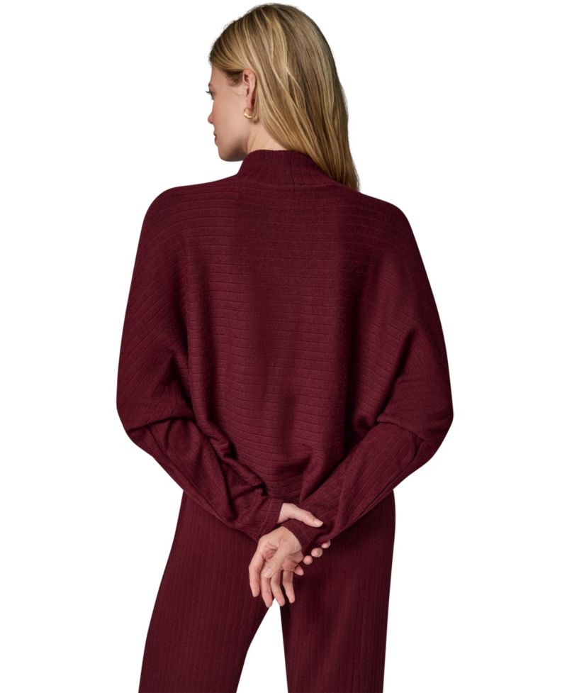 Women's Brushed-Rib Dolman-Sleeve Mock Neck Pullover Top