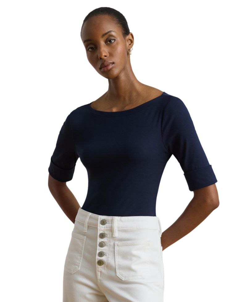 Petite Stretch Boatneck Top
