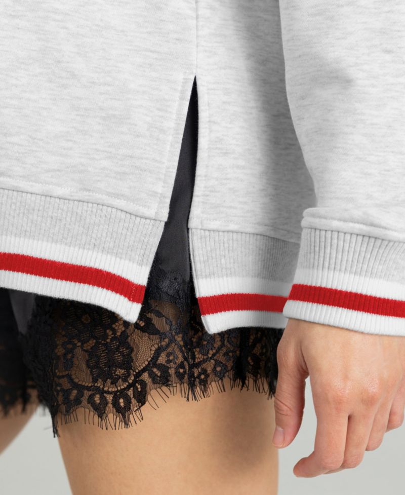 Women's Gray Ohio State Buckeyes Rally Point Contrast Stripe Mock Neck Sweatshirt