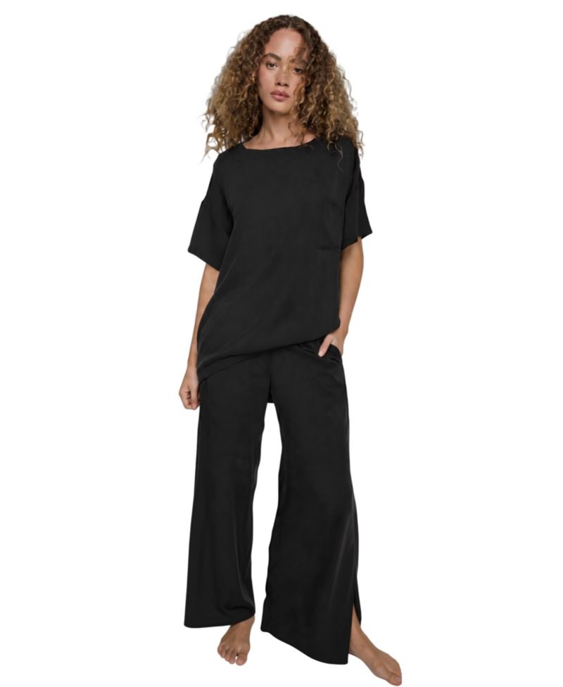 Women's Short-Sleeve Oversized Tee and Pants, 2-Piece Set