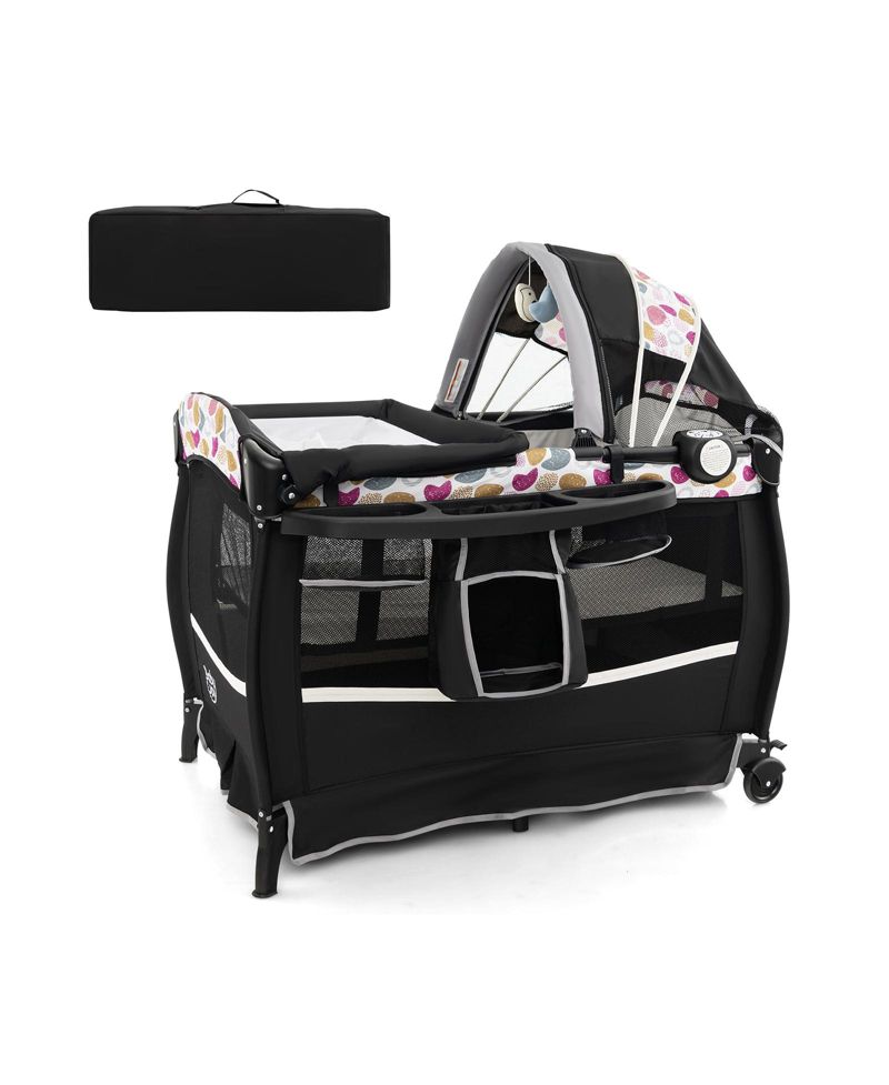 Kids 4 in 1 Portable Pack and Play Nursery Center with Bassinet