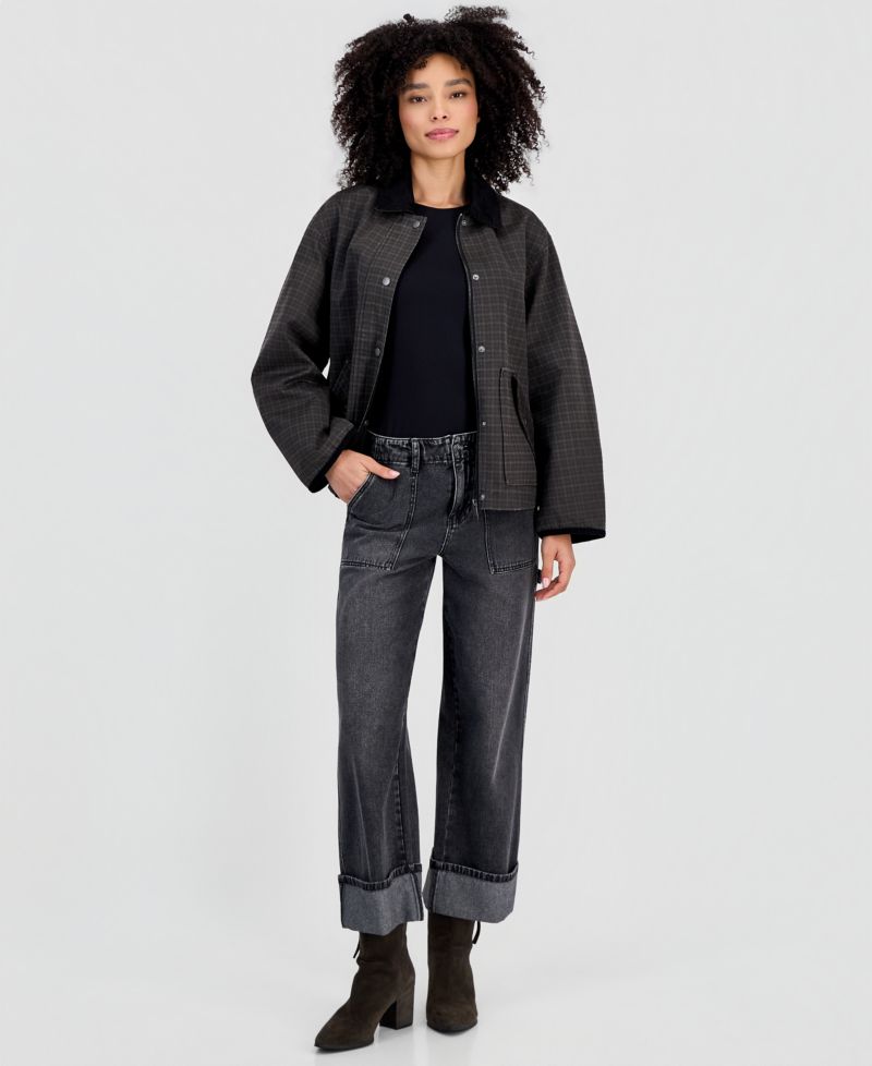 Women's Corduroy-Collar Short Wax Barn Jacket
