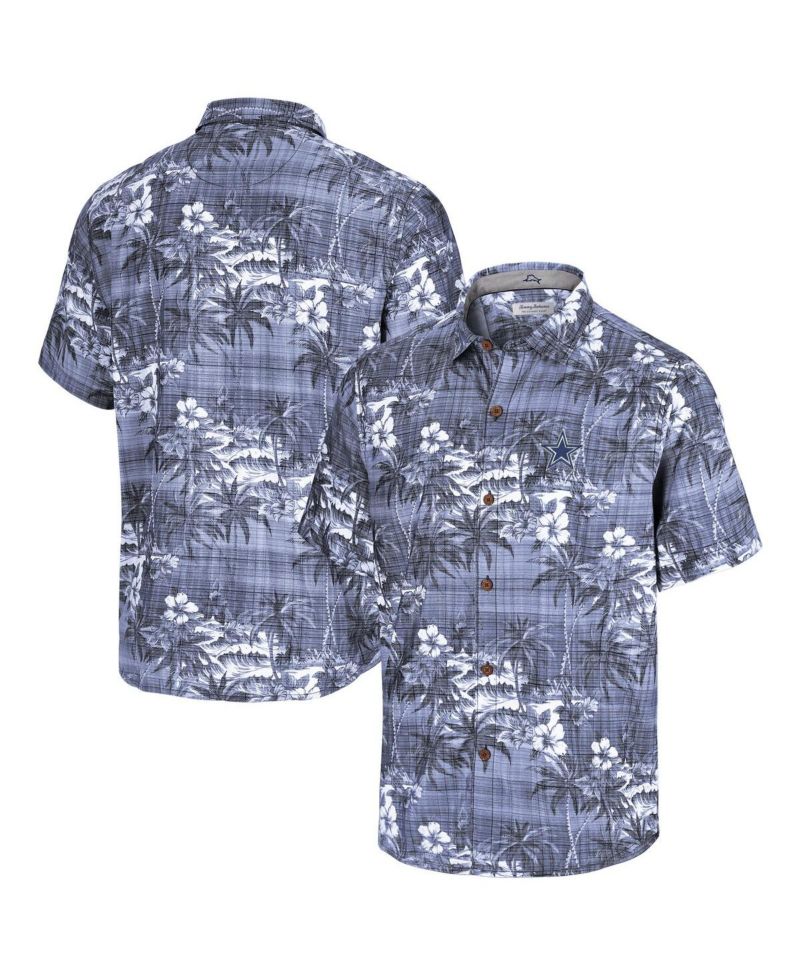 Men's Navy Dallas Cowboys Coconut Point Isla Palmetta Camp Button-Up Shirt