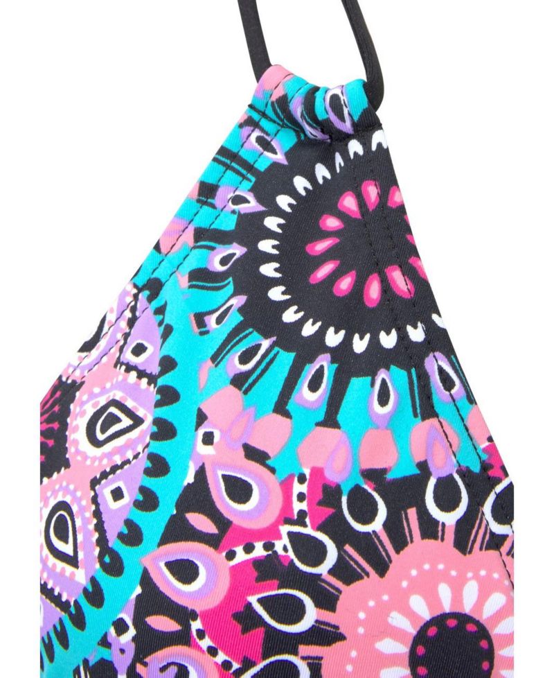 Women's Tropical Print Removable Pads Triangle Bikini Top