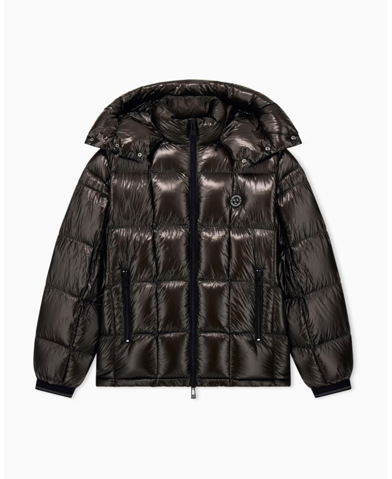 Men's Nylon Metallic Shine Down Hood with Jacket